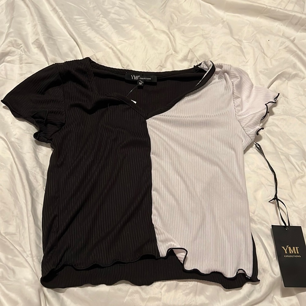 Black and white YMI top